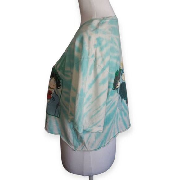 FUNIMATION HERO ACADEMIA DEKU QUIRK TIE-DYE GIRLS CROP BLUE, GREEN T-SHIRT SZ.M - Picture 3 of 5